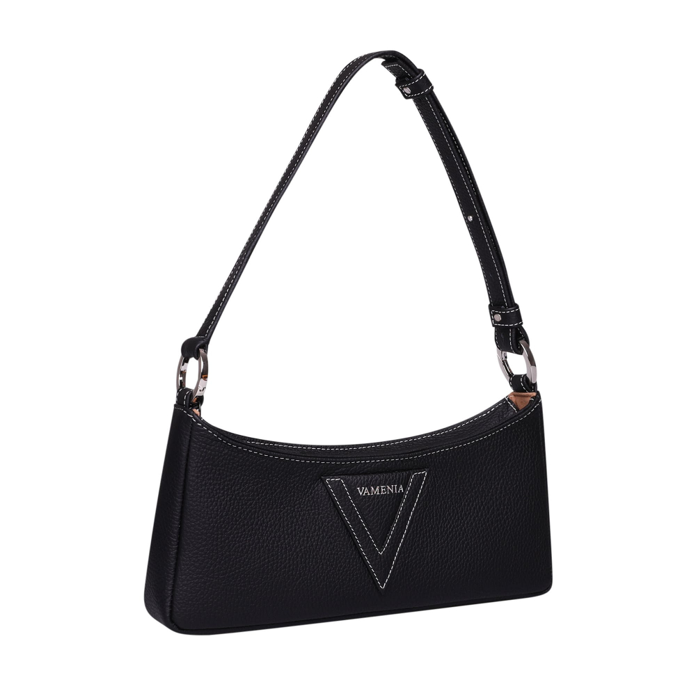 Hobo-Bag als Schultertasche Kalbsleder schwarz